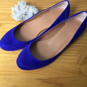J.Crew Factory Lily Blue suede covered heel flats